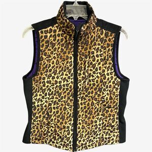 Lauren Ralph Lauren womens vest animal print brown purple zip up P M